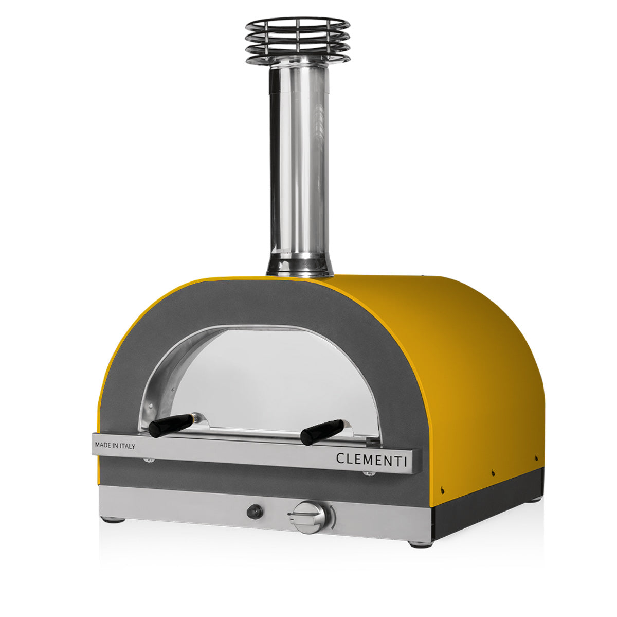 Clementi Gold 100x80 Gas & Wood Fired Pizza Oven Standalone. Product image shown in yellow. Image 1 of 8. From The Outdoor Grill Company.