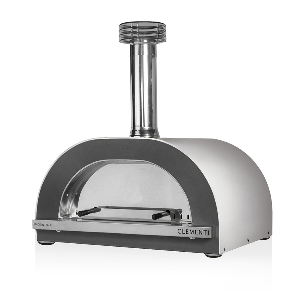 Clementi Gold 100x80 wood-fired pizza oven. Product image shown in white. The Outdoor Grill Company