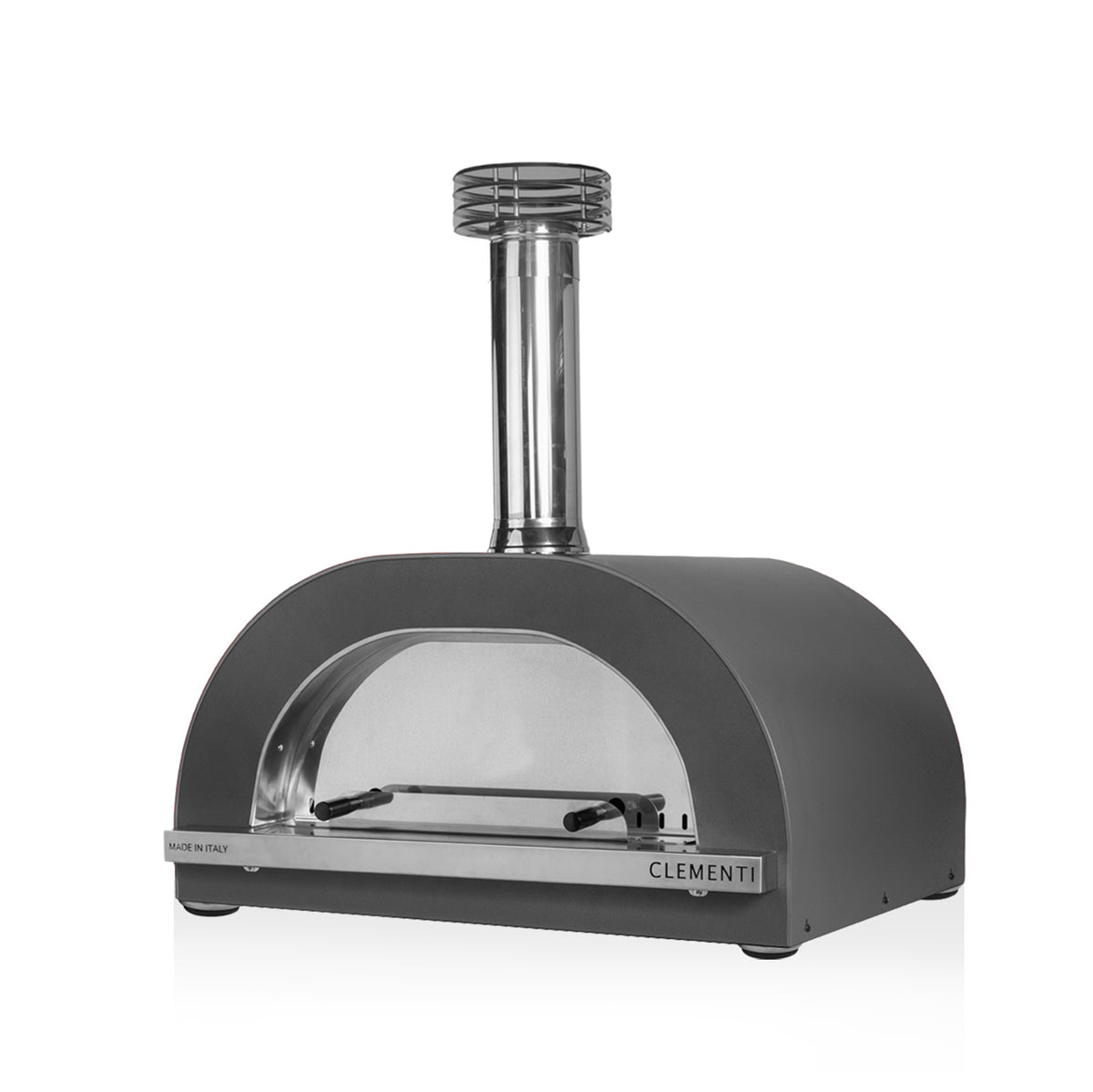Clementi Gold 80x60 wood-fired pizza oven. Product image shown in anthracite. The Outdoor Grill Company