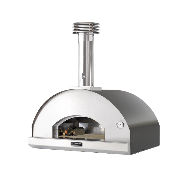Fontana Forni Mangiafuoco Gas and Wood-fired Hybrid CounterTop Pizza Oven in Anthracite, standalone product photo with white background