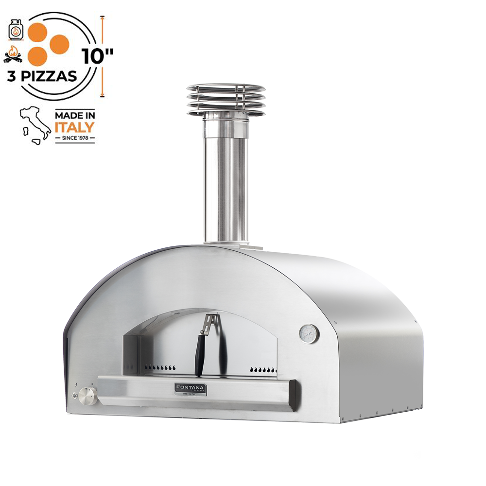 Fontana Forni Mangiafuoco-Stainless Steel Gas and Wood Hybrid CounterTop standalone product photo white background
