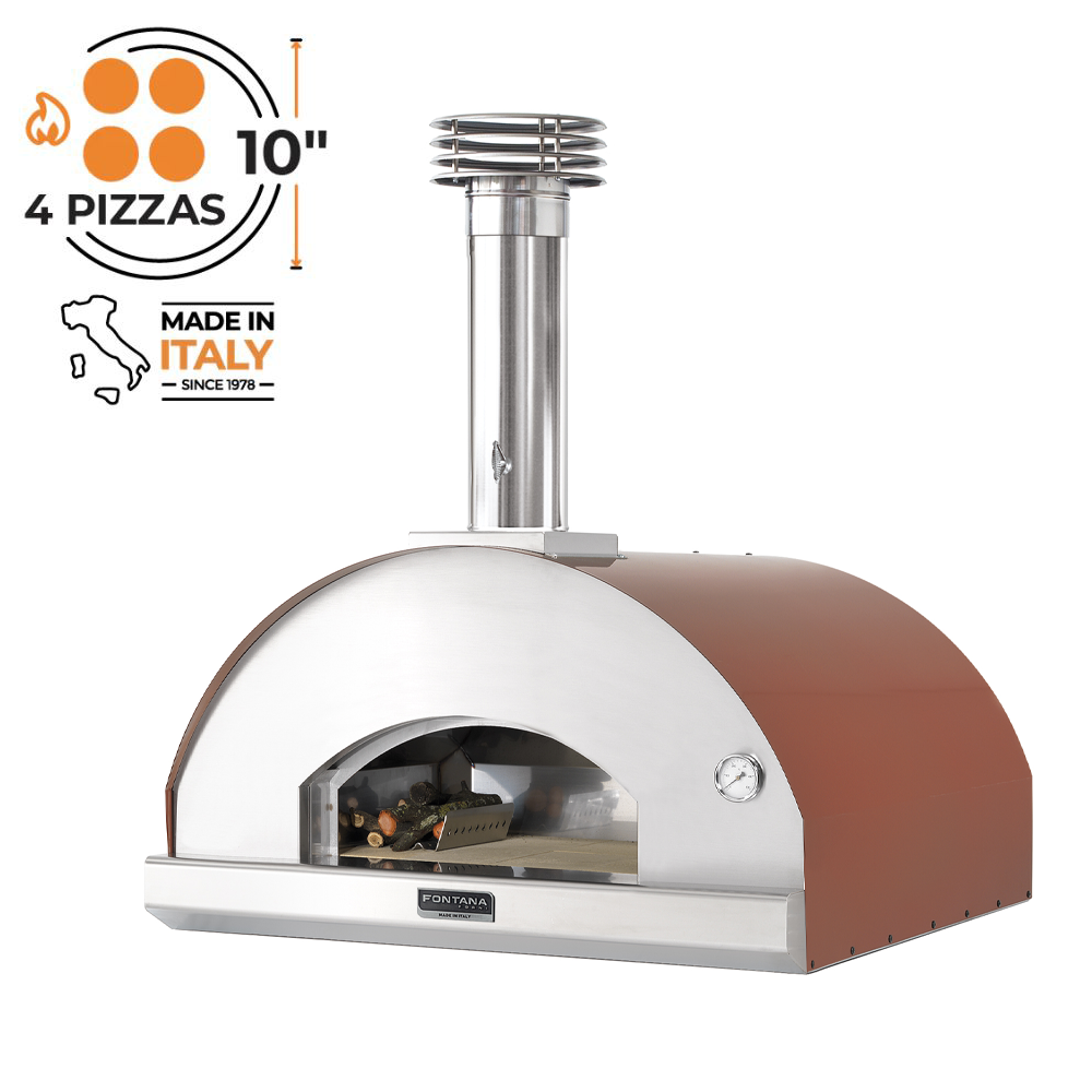 Fontana Forni - Marinara Countertop Wood Fired Pizza Oven in Rosso. Product image, white background. The Outdoor Grill Company.