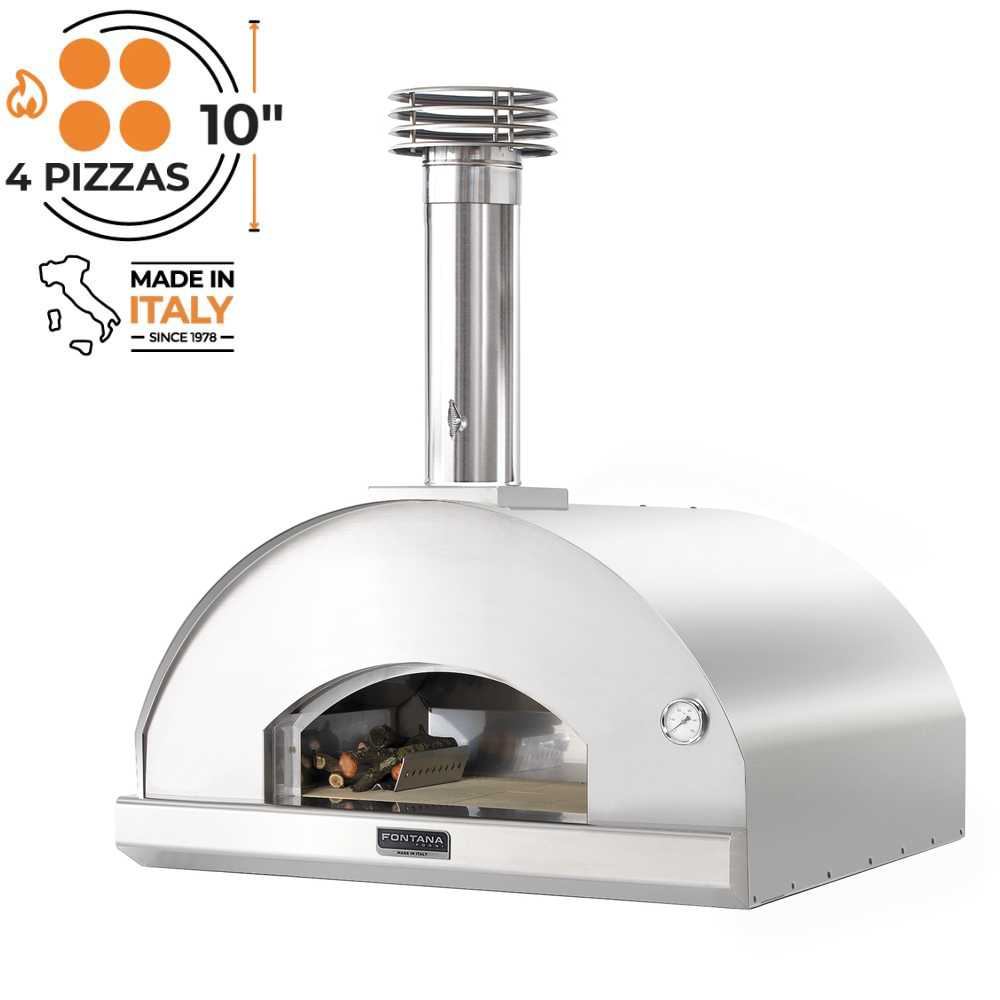 Fontana Forni - Marinara Countertop Wood Fired Pizza Oven in Stainless Steel. Product image with white background. The Outdoor Grill Company.