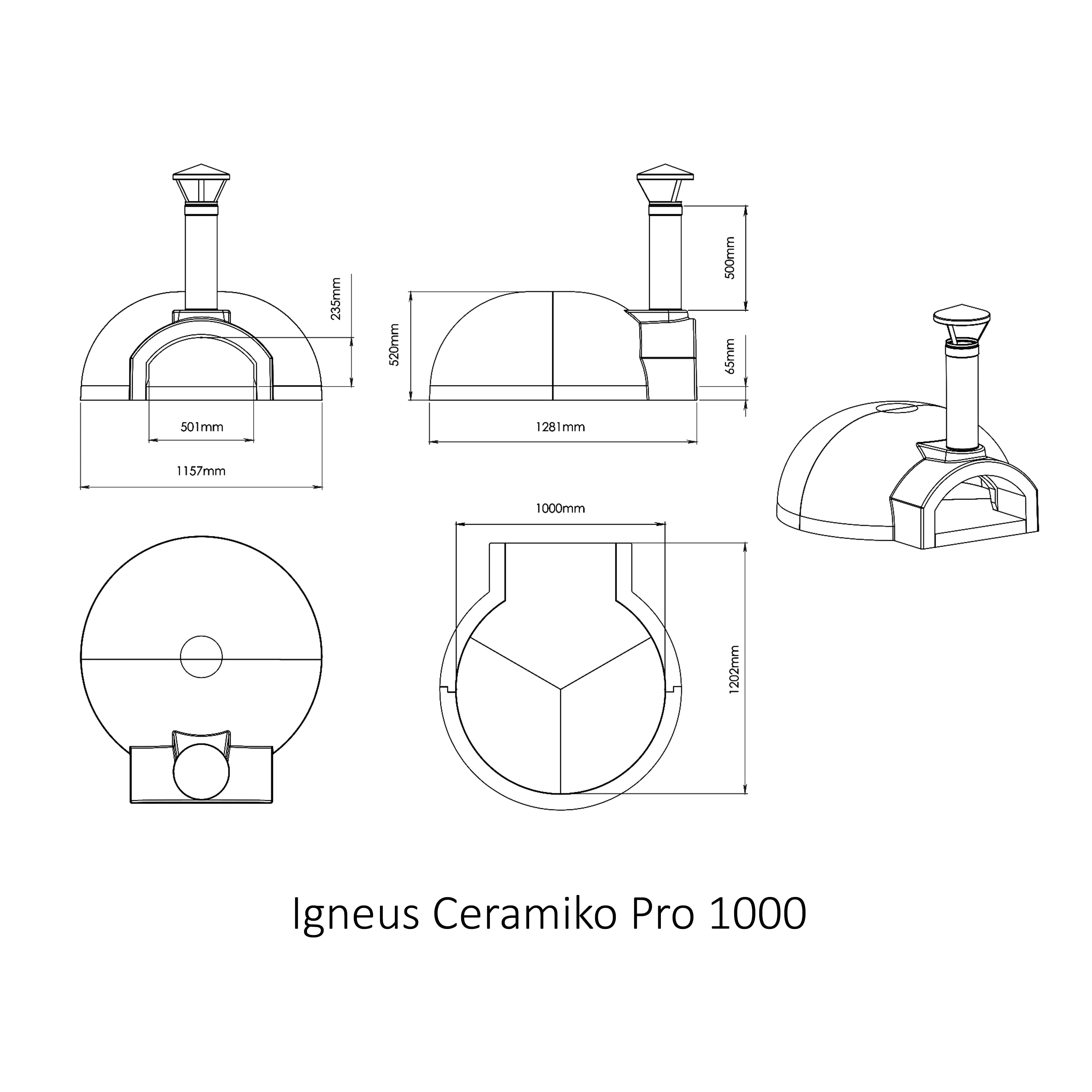 Igneus Ceramiko Pro 1000 Wood Fired Pizza Oven. Dimensions. The Outdoor Grill Company.