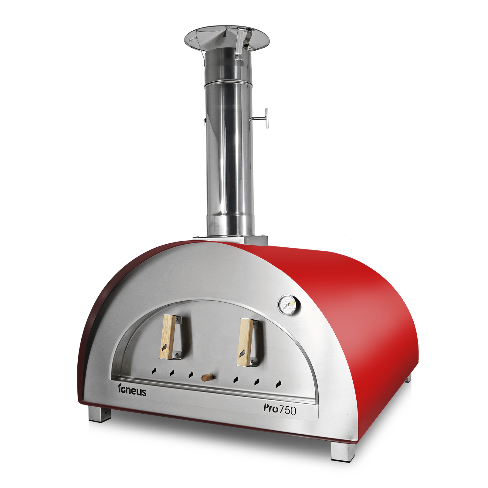 Igneus Pro 750 Wood Fired Oven in Red with door