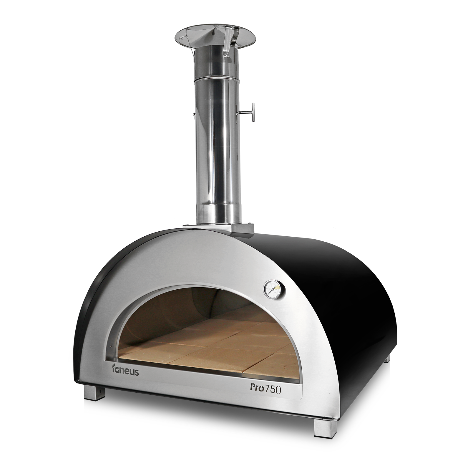 Igneus Pro 750 Pizza Oven in Black with door open