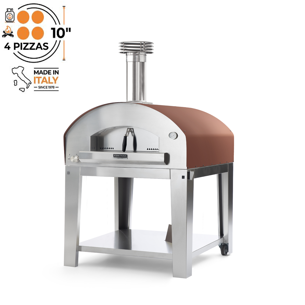 Fontana Forni - Marinara Countertop Dual Fuel Pizza Oven with Trolley. Rosso. The Outdoor Grill Company.