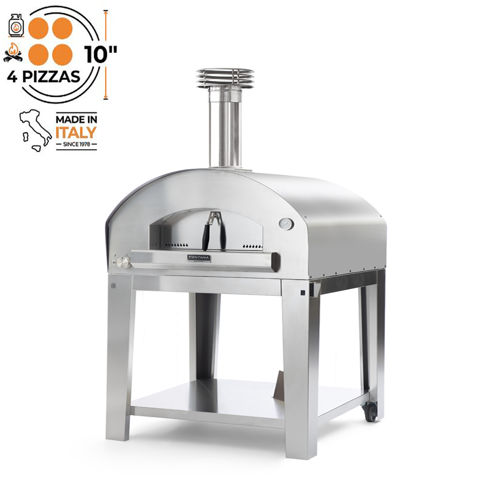 Fontana Forni - Marinara Countertop Dual Fuel Pizza Oven with Trolley. Stainless Steel. The Outdoor Grill Company.