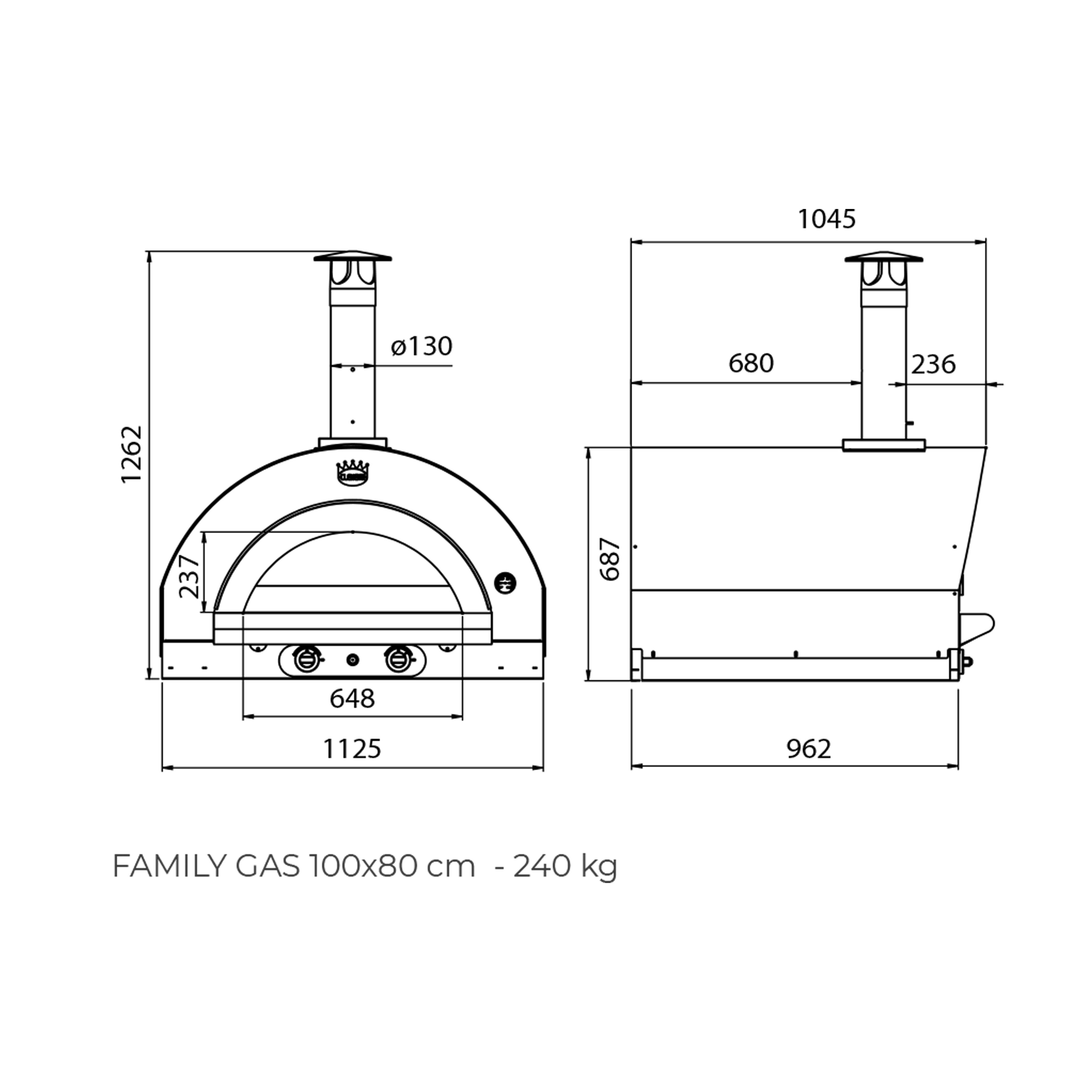 Clementi Original Gas Fired Pizza Oven 100 x 80 Dimensions- TheOutdoorGrillCo