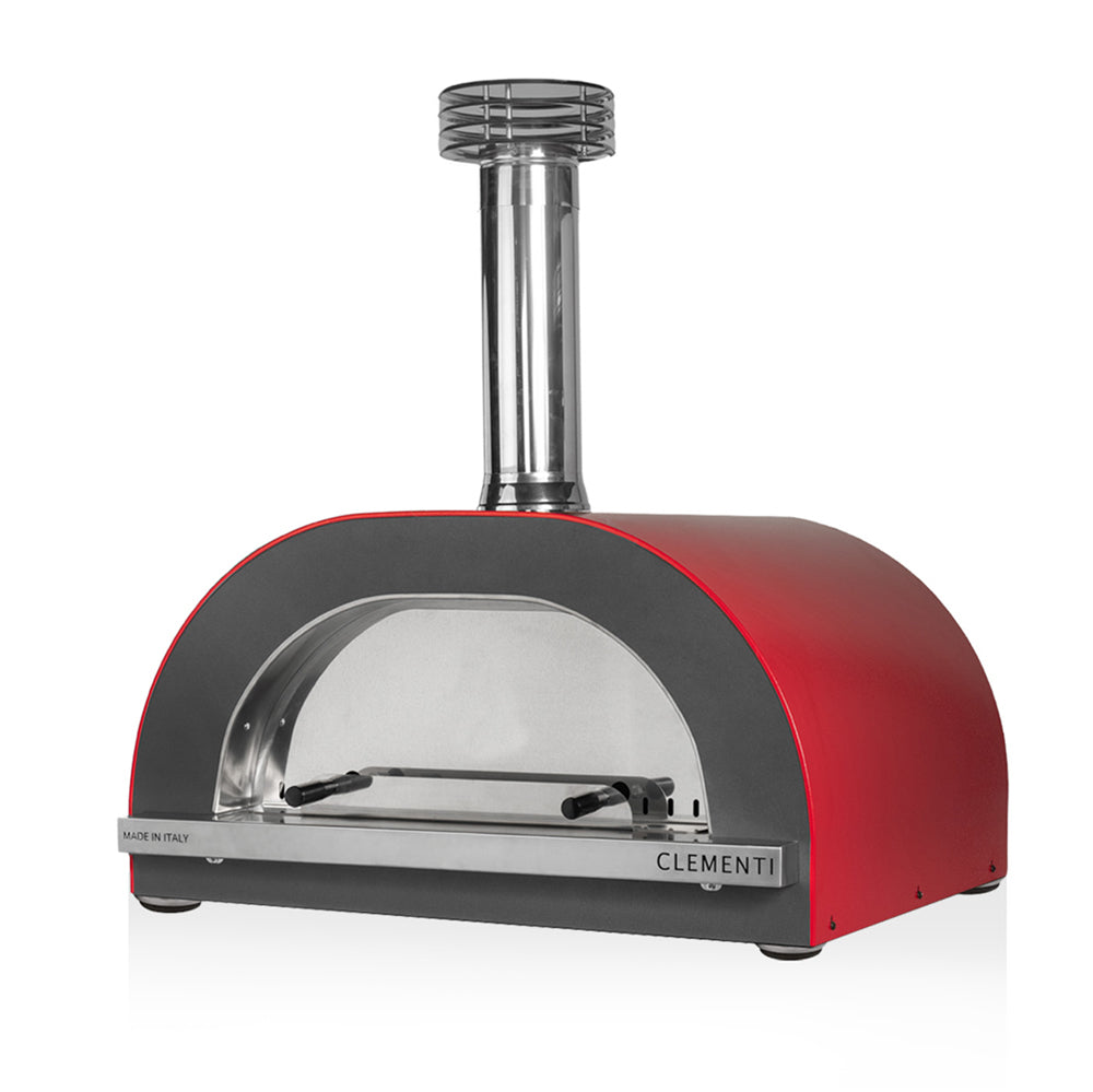 Clementi Gold 100x80 wood-fired pizza oven. Product image shown in red. The Outdoor Grill Company