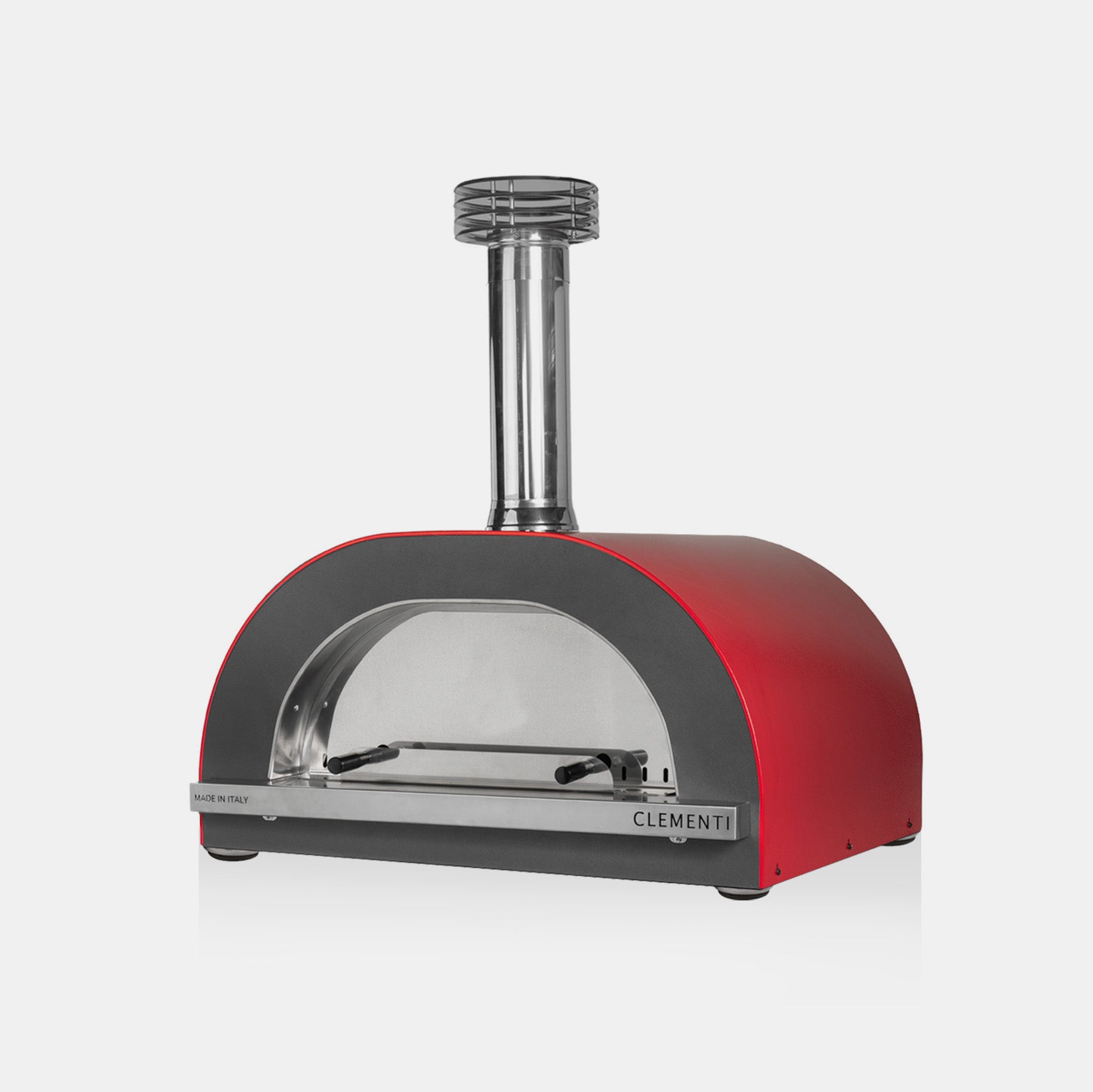Clementi Gold 60x60 wood-fired pizza oven. Product image shown in red. The Outdoor Grill Company