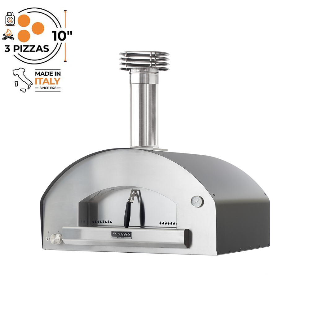 Fontana Forni Mangiafuoco Countertop Gas and Wood Fired Pizza Oven in Anthracite. Product photo white background - The Outdoor Grill Company