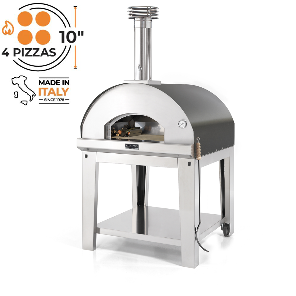 Fontana Forni - Marinara Countertop Wood Fired Pizza Oven with Trolley Anthracite. Product image with white background. The Outdoor Grill Company. 