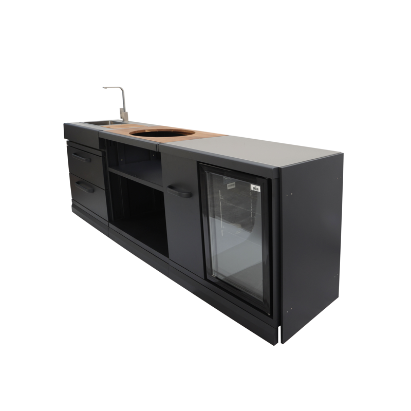 View of GRLLR Connected 6 Sink_Unit plus Expantion Unit, plus Kamado_Unit Plus Cooling Unit,  from The Outdoor Grill Company. 