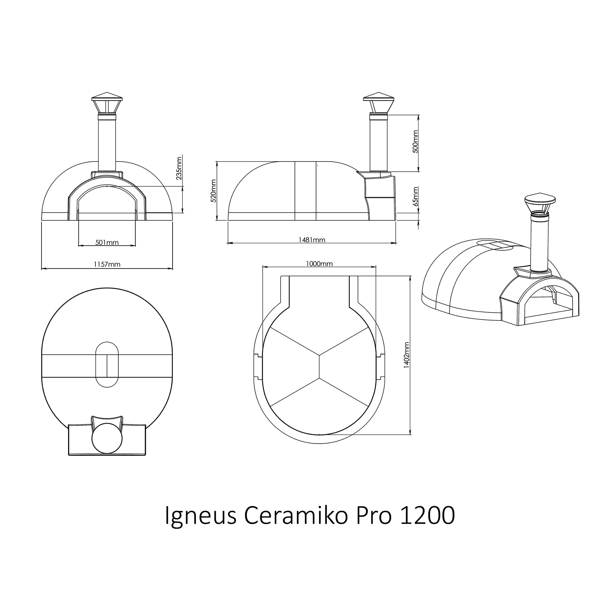 Igneus - Ceramiko Pro 1200 Wood Fired Pizza Oven